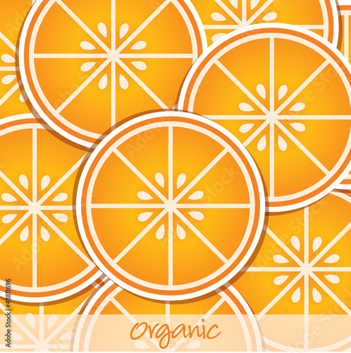 Organic orange slice background/card in vector format.