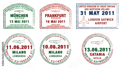 Passport stamps from Germany, London and Italy photo