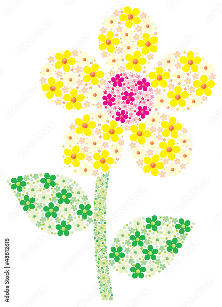 Mosaic Daisy made up of small daisies in vector format. Mosaic Daisy made up of small daisies in vector format.