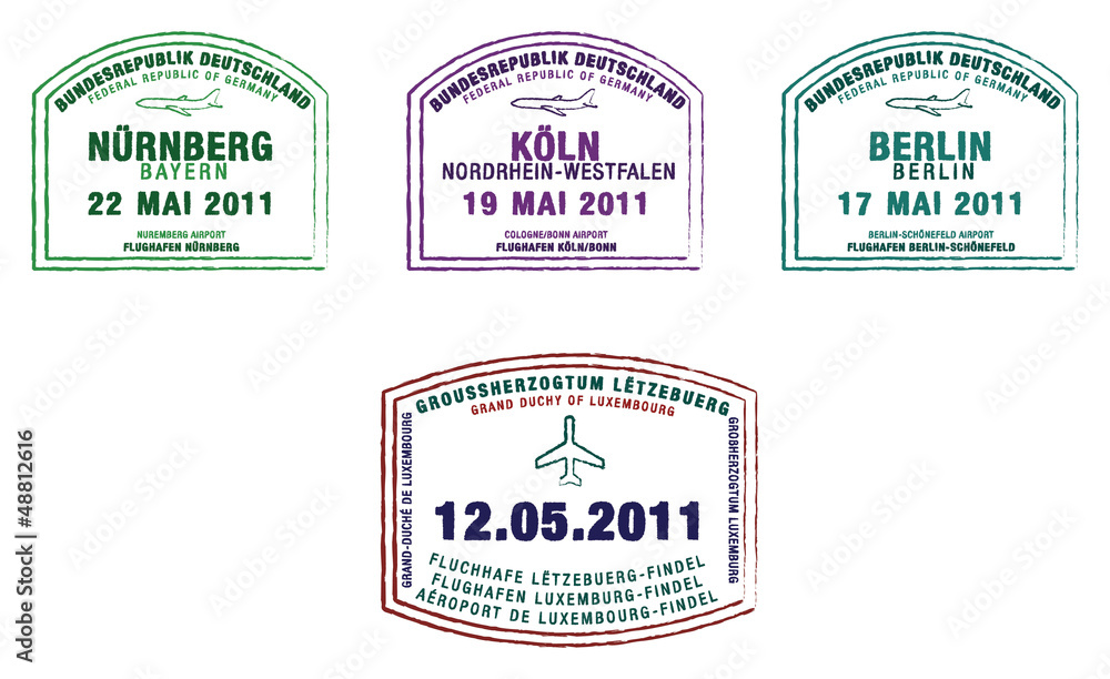Passport stamps Germany and Luxembourg