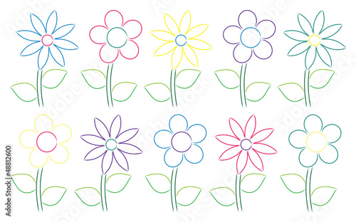 Fototapeta Naklejka Na Ścianę i Meble -  Hand drawn daisies in vector format.