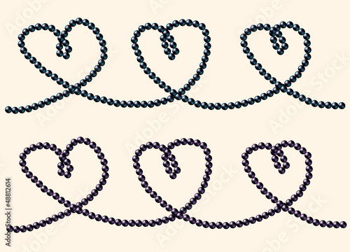 String of South Sea black pearls in a heart shape in vector form