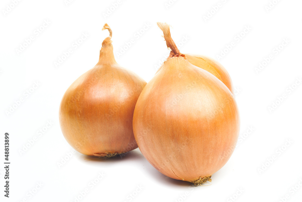Three ripe golden onions