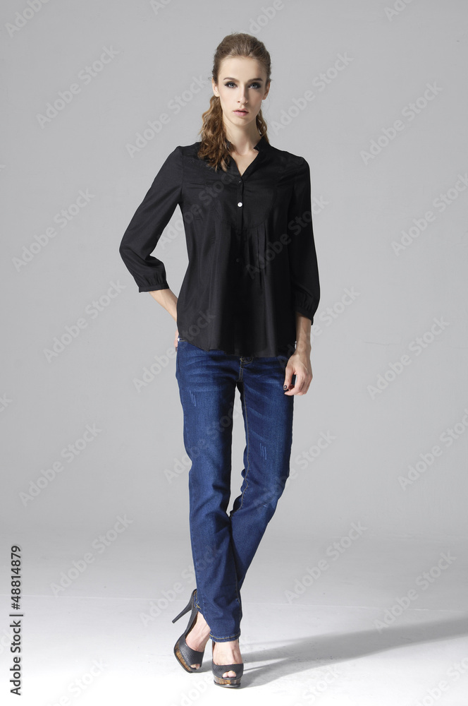Full body portrait of attractive friendly smiling girl Full body portrait of attractive friendly smiling girl