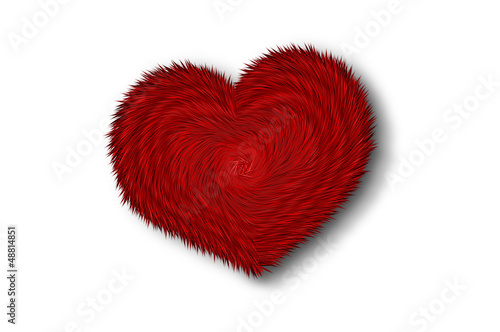 Furry heart on white background