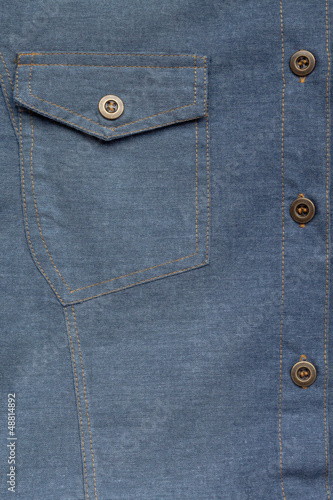 Denim blue jeans shirt with buttons detail texture