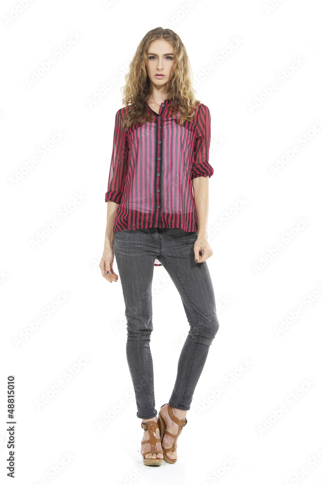 standing front attractive young woman posing , full length, standing front attractive young woman posing , full length,