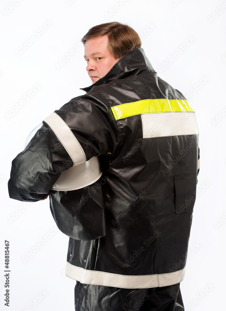Fireman in heroic stand Fireman in heroic stand