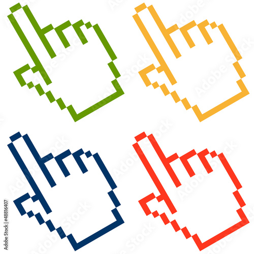 Pixelgrafik Hand - Zeigefinger bunt