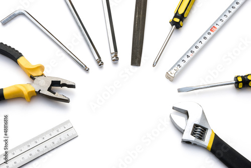 tools lined up as a circle with clipping path photo