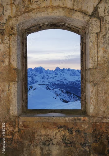 Fototapeta Okno - fort Gondran, Montgenevre