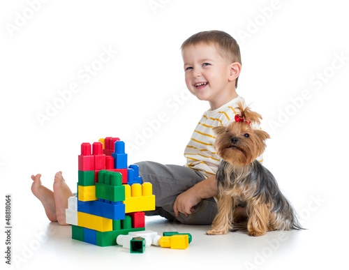 Child playing with building...