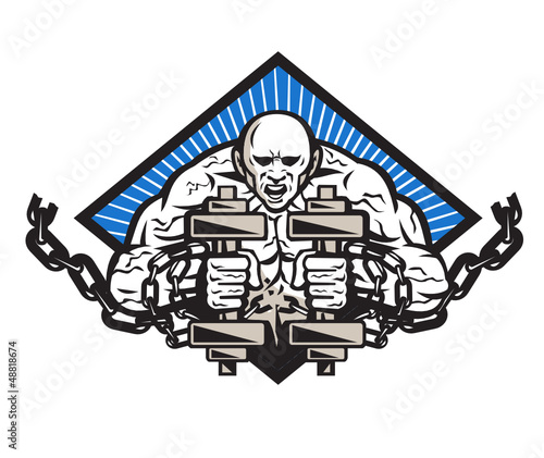 Strongman With Dumbbell In Chains