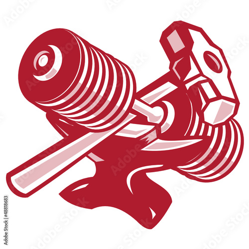 Dumbbell Anvil and Sledgehammer Retro