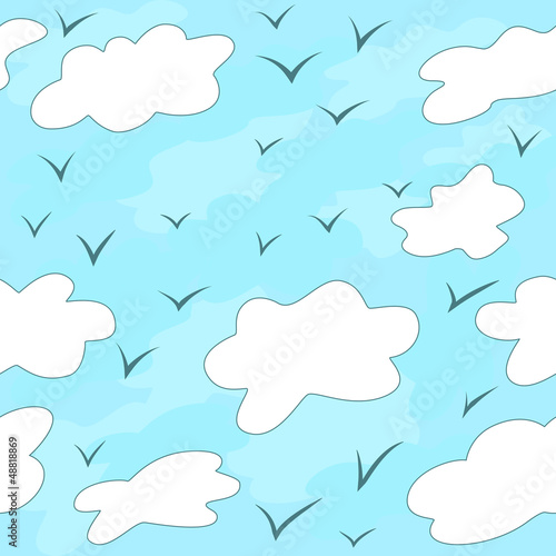 seamless birds and clouds photo