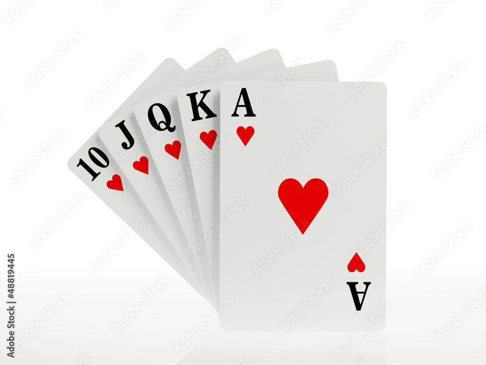 A royal straight flush playing cards poker hand A royal straight flush playing cards poker hand