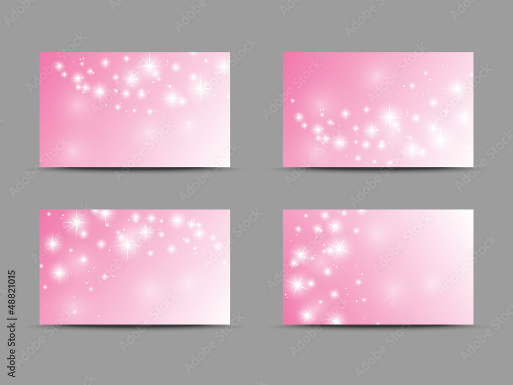 Set of pink business cards