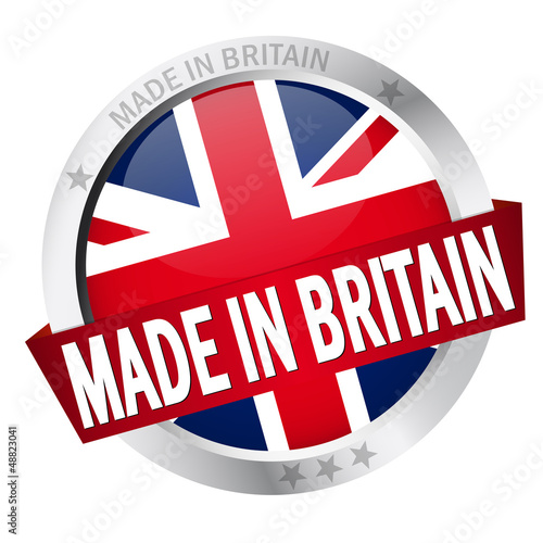 Button mit Banner "MADE IN BRITAIN"