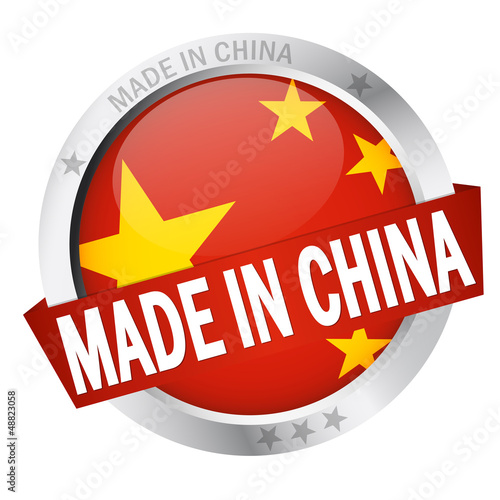 Button mit Banner "MADE IN CHINA"