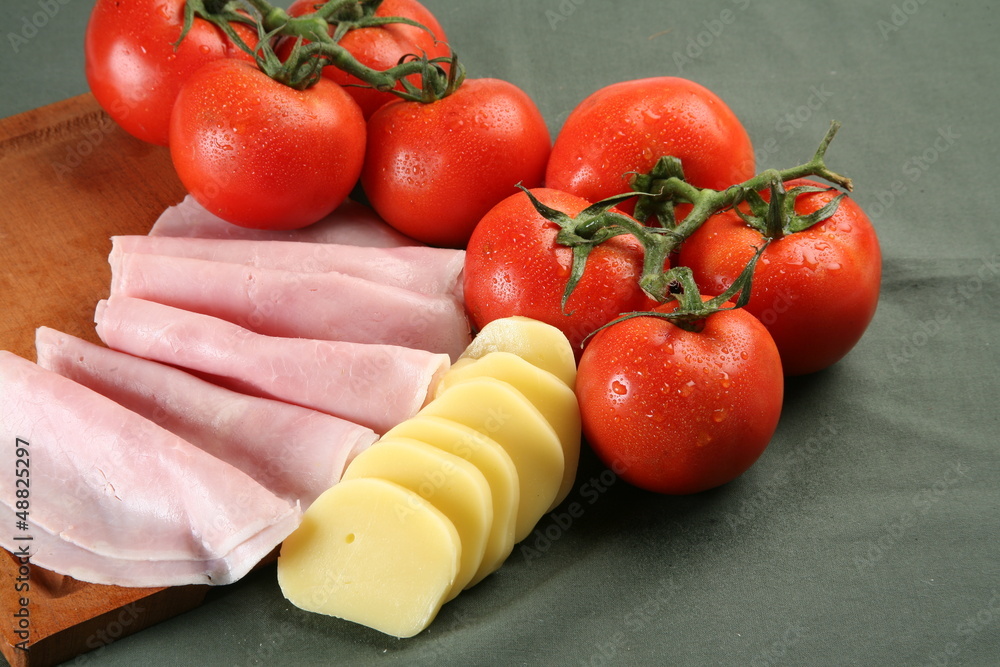 Tomato, mozarella and ham Tomato, mozarella and ham