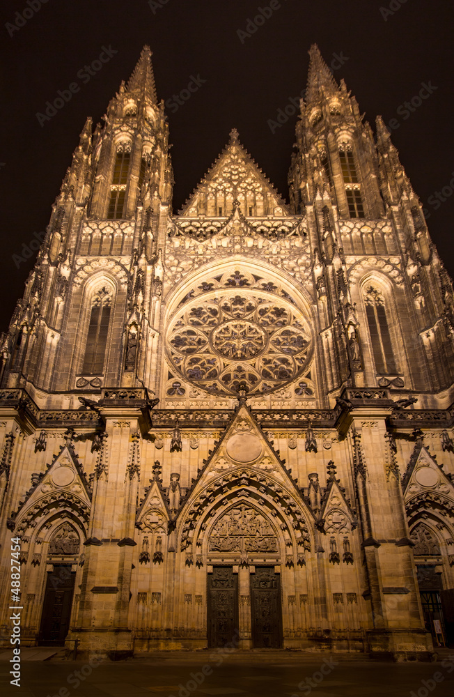 facade of st. vitus cathedral in prague