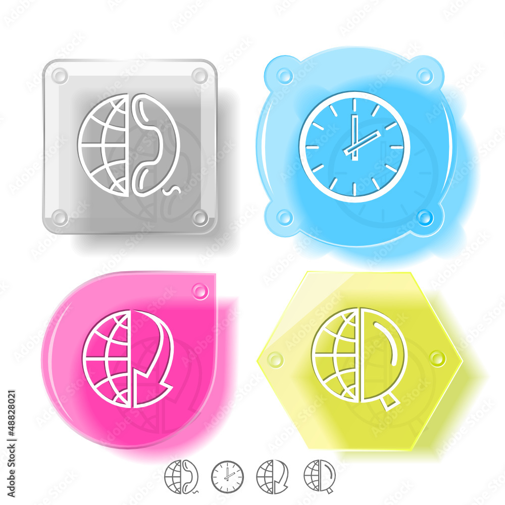 Fototapeta premium Business icon set. Glass buttons. Vector illustration.