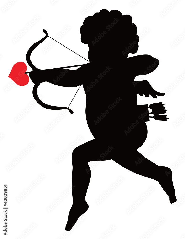 Fototapeta premium Cupid vector silhouette