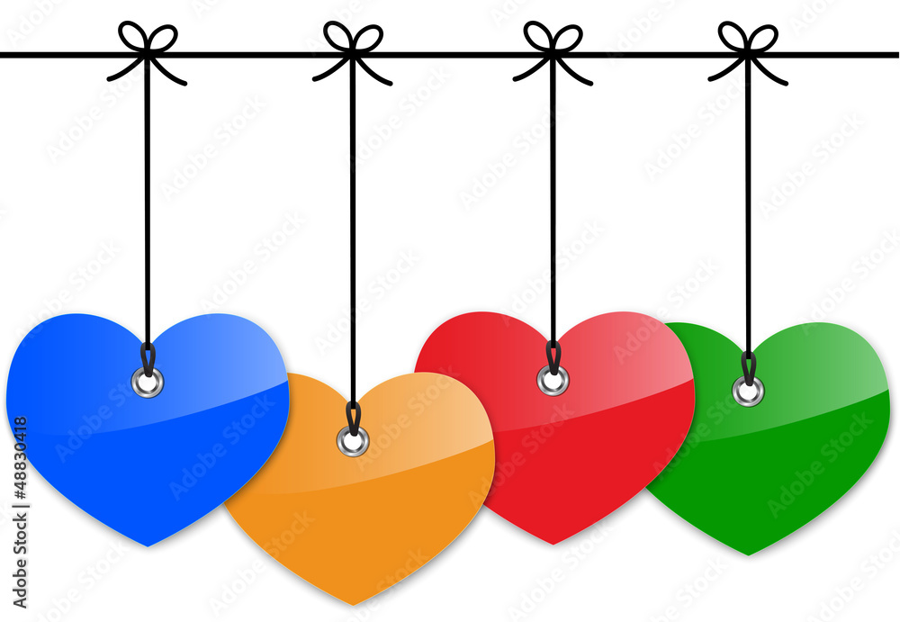 Glossy heart tags