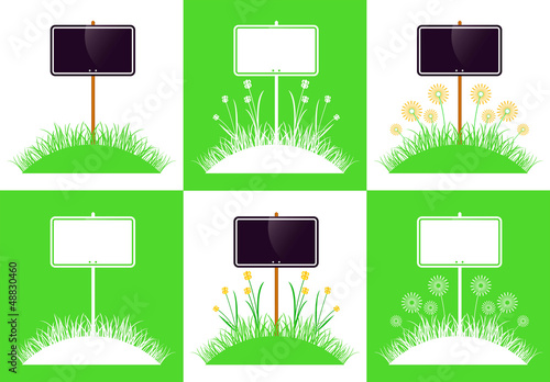 6 Etiquettes - touffe d'herbe