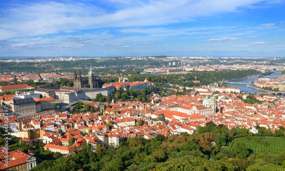 View to the Old town Prague with Prague castle.