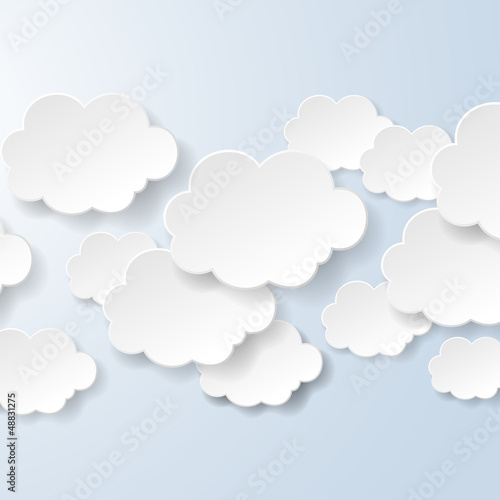 Abstract speech bubbles in the shape of clouds used in a social