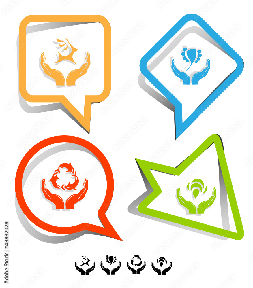 Animal icon set. Paper stickers. Vector illustration.