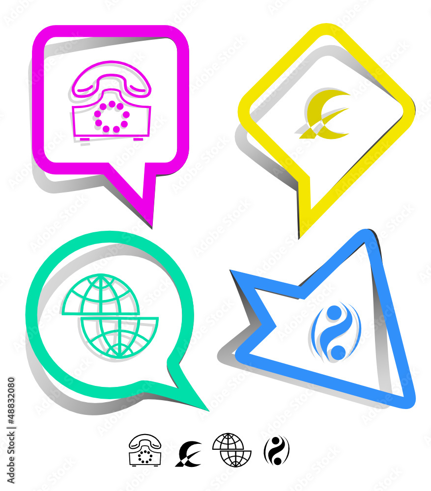 Business icon set. Paper stickers. Vector illustration. Business icon set. Paper stickers. Vector illustration.