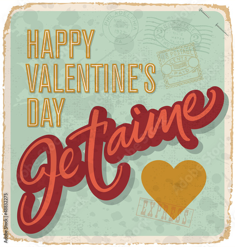 hand-lettered vintage valentines card (vector)