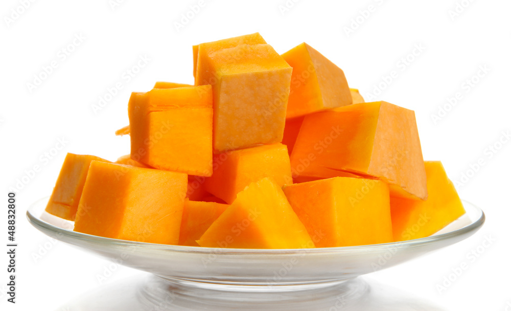 Sliced tasty pumpkin, isolated on white Sliced tasty pumpkin, isolated on white