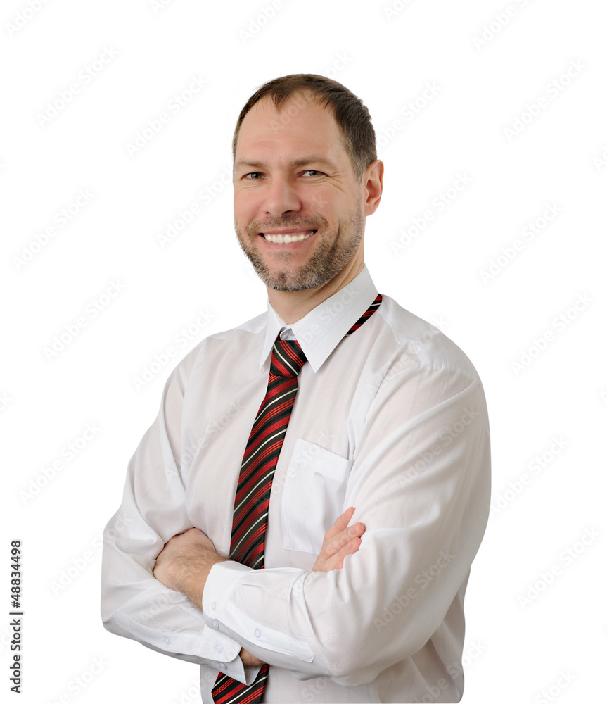 Smiling business man isolated on white background