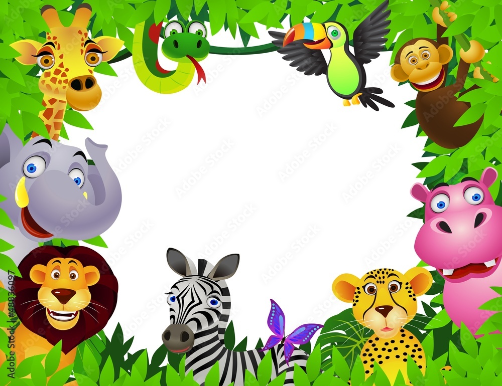 Naklejka premium Safari zwierząt kreskówki