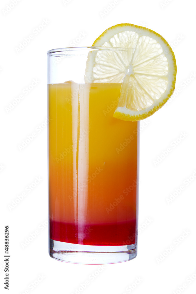 Tequila Sunrise long drink , isolated on white Tequila Sunrise long drink , isolated on white
