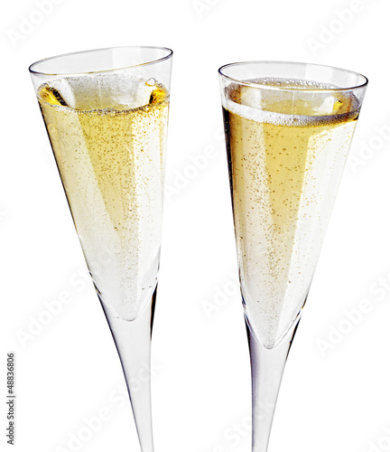 Two champagne glasses, close up