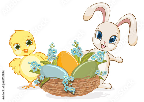 Easter chick and bunny.