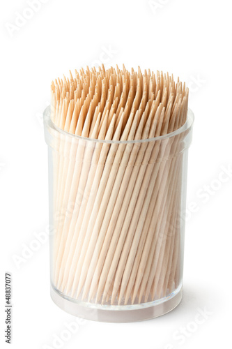 Toothpicks in transparent plastic box