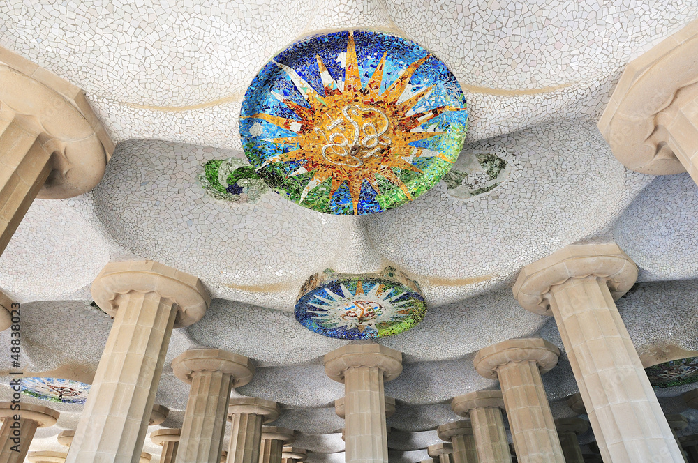 Fototapeta premium Modernist architecture in barcelona. Park Guell by Antonio Gaudi