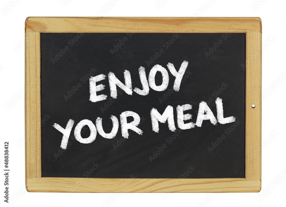 Enjoy your meal auf einer Schiefertafel Enjoy your meal auf einer Schiefertafel