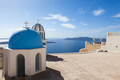 Church in Santorini Greece with sea view photo