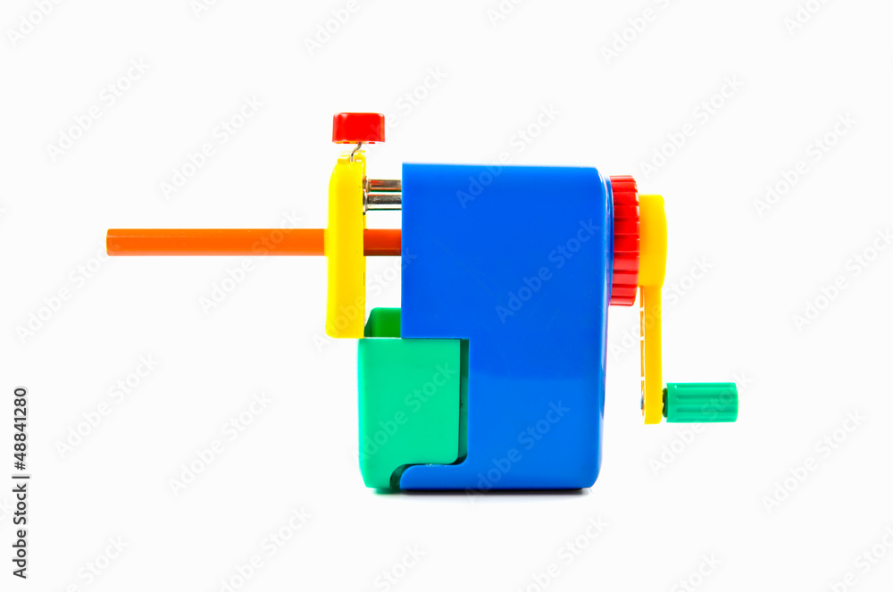 mechanical sharpener of pencil on white background mechanical sharpener of pencil on white background
