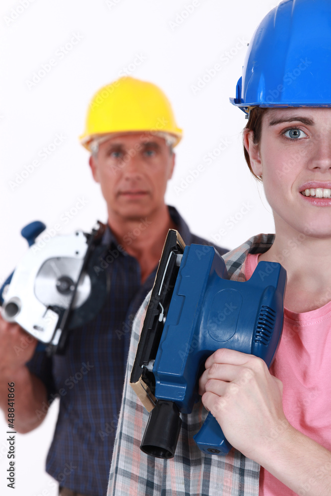 man and woman carpenters man and woman carpenters