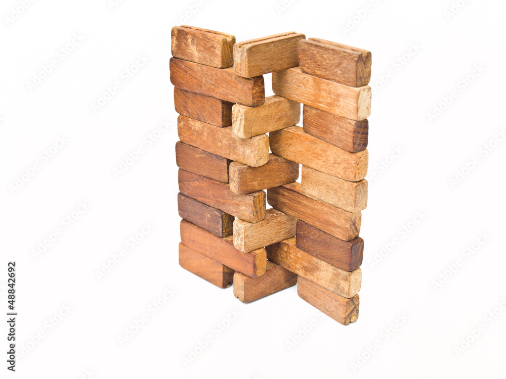 Part of wooden shutter isolated on white background