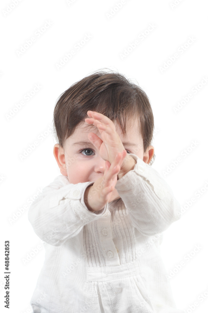 Baby with a karate gesture Baby with a karate gesture
