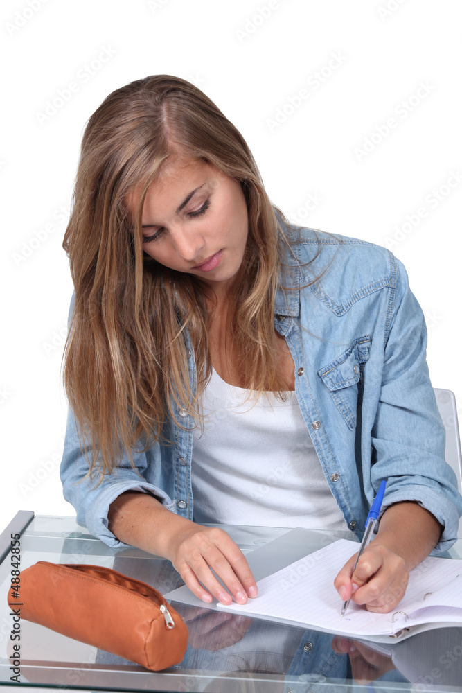 Girl doing homework