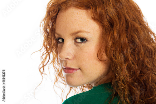 pretty woman with red hair and freckles